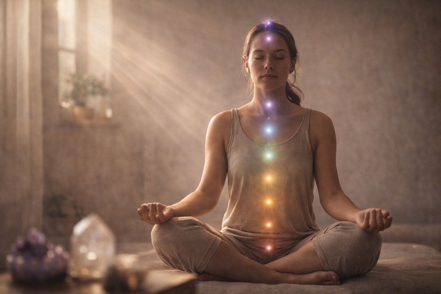 Sesión de Alineación Energética Integral — trabajo de chakras con péndulo y cristales